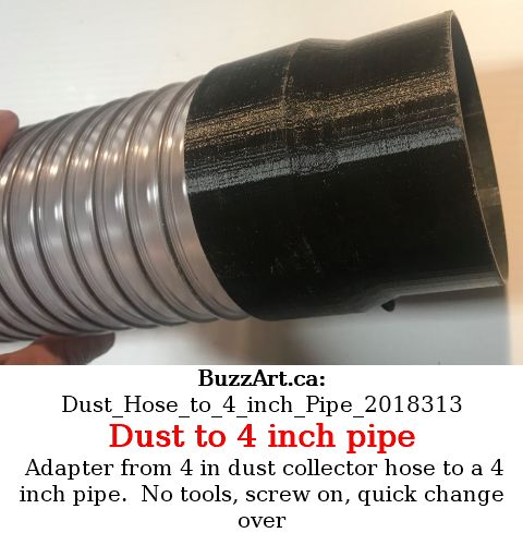 Adapter from dust collector hose to a 4 inch pipe